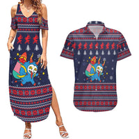 Merry Krampus Christmas Couples Matching Summer Maxi Dress and Hawaiian Shirt Xmas Holiday Patterns - Wonder Print Shop