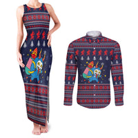 Merry Krampus Christmas Couples Matching Tank Maxi Dress and Long Sleeve Button Shirt Xmas Holiday Patterns - Wonder Print Shop