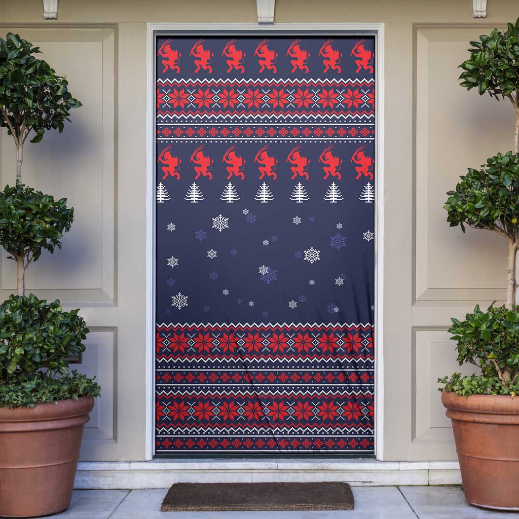 Merry Krampus Christmas Door Cover Xmas Holiday Patterns - Wonder Print Shop