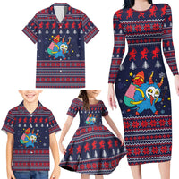 Merry Krampus Christmas Family Matching Long Sleeve Bodycon Dress and Hawaiian Shirt Xmas Holiday Patterns - Wonder Print Shop