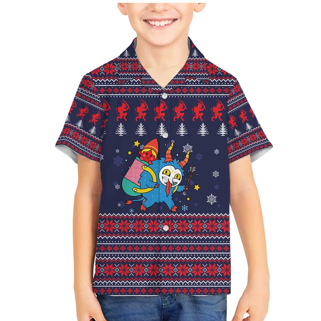Merry Krampus Christmas Family Matching Mermaid Dress and Hawaiian Shirt Xmas Holiday Patterns - Wonder Print Shop