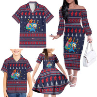 Merry Krampus Christmas Family Matching Off The Shoulder Long Sleeve Dress and Hawaiian Shirt Xmas Holiday Patterns - Wonder Print Shop