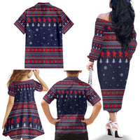 Merry Krampus Christmas Family Matching Off The Shoulder Long Sleeve Dress and Hawaiian Shirt Xmas Holiday Patterns - Wonder Print Shop