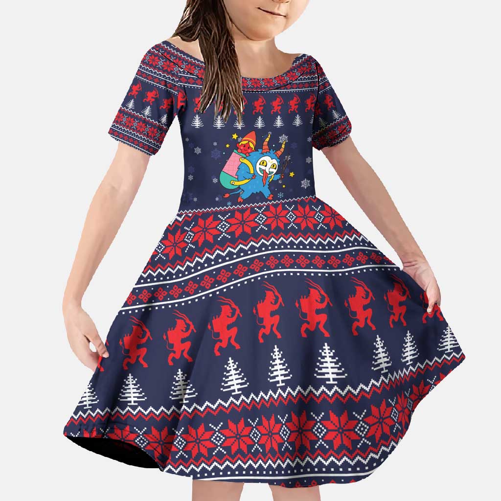 Merry Krampus Christmas Family Matching Off Shoulder Maxi Dress and Hawaiian Shirt Xmas Holiday Patterns - Wonder Print Shop