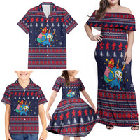 Merry Krampus Christmas Family Matching Off Shoulder Maxi Dress and Hawaiian Shirt Xmas Holiday Patterns - Wonder Print Shop