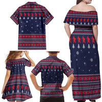 Merry Krampus Christmas Family Matching Off Shoulder Maxi Dress and Hawaiian Shirt Xmas Holiday Patterns - Wonder Print Shop
