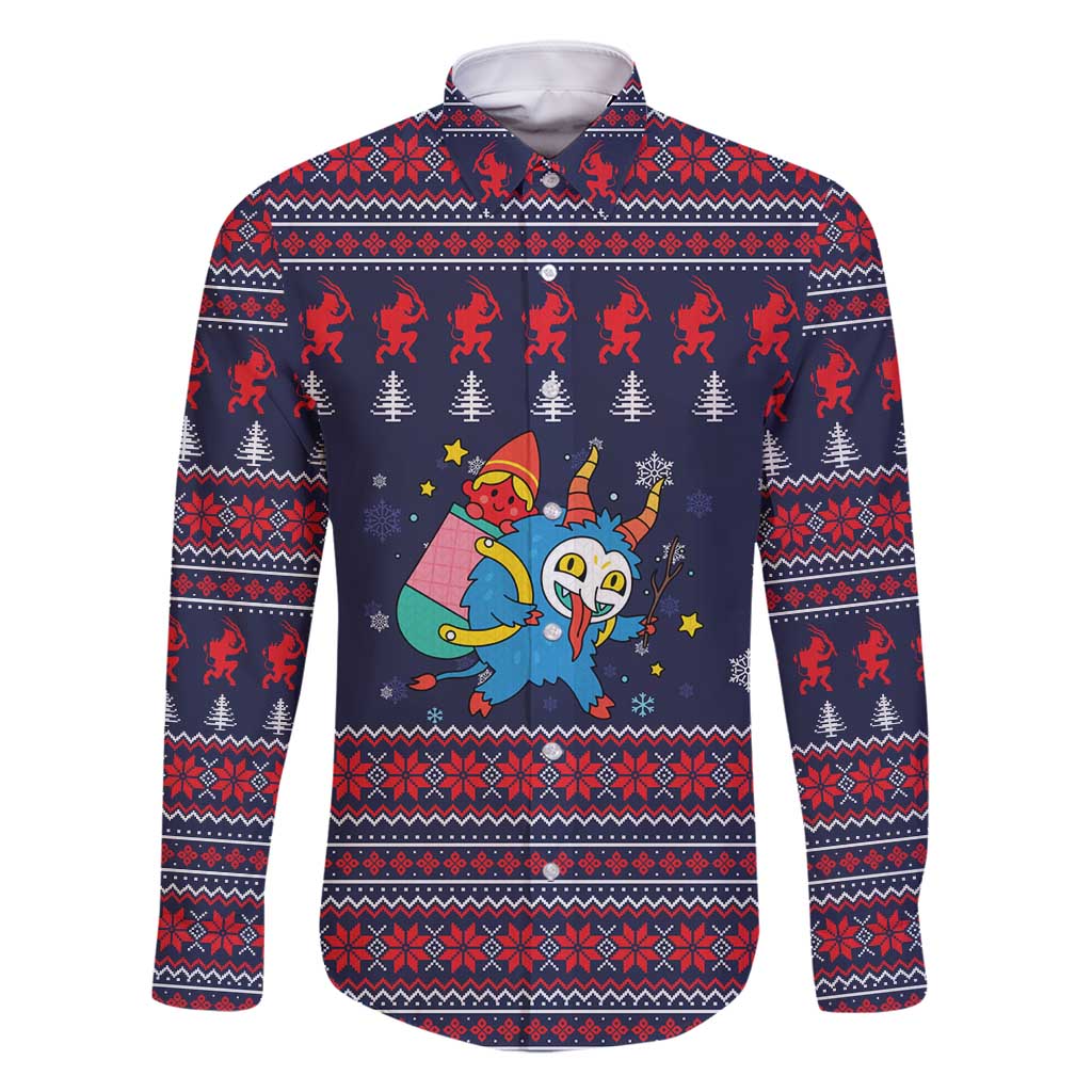 Merry Krampus Christmas Family Matching Off Shoulder Maxi Dress and Hawaiian Shirt Xmas Holiday Patterns - Wonder Print Shop