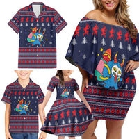 Merry Krampus Christmas Family Matching Off Shoulder Short Dress and Hawaiian Shirt Xmas Holiday Patterns - Wonder Print Shop