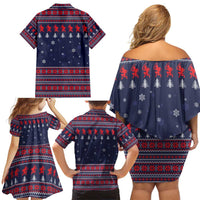 Merry Krampus Christmas Family Matching Off Shoulder Short Dress and Hawaiian Shirt Xmas Holiday Patterns - Wonder Print Shop