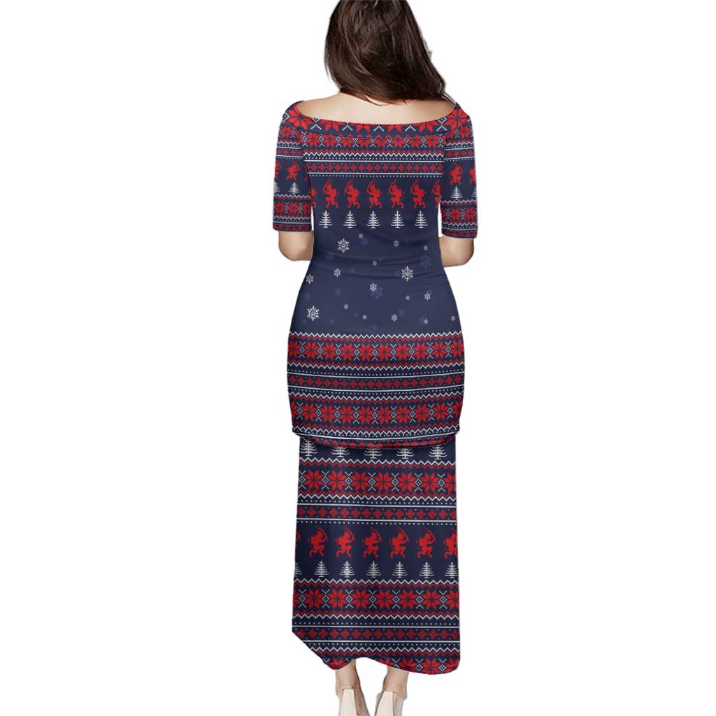 Merry Krampus Christmas Family Matching Puletasi and Hawaiian Shirt Xmas Holiday Patterns - Wonder Print Shop