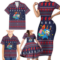 Merry Krampus Christmas Family Matching Short Sleeve Bodycon Dress and Hawaiian Shirt Xmas Holiday Patterns - Wonder Print Shop