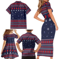 Merry Krampus Christmas Family Matching Short Sleeve Bodycon Dress and Hawaiian Shirt Xmas Holiday Patterns - Wonder Print Shop