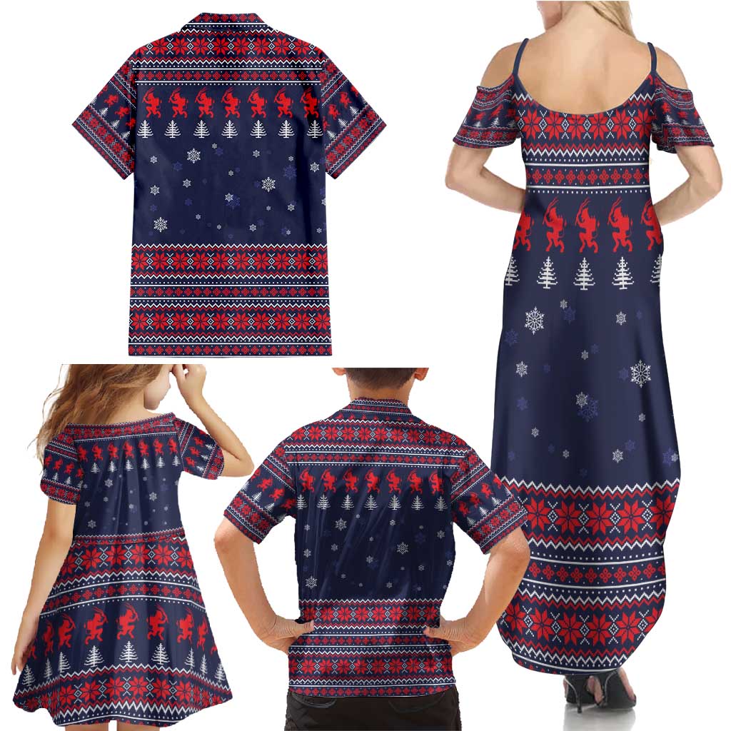 Merry Krampus Christmas Family Matching Summer Maxi Dress and Hawaiian Shirt Xmas Holiday Patterns - Wonder Print Shop