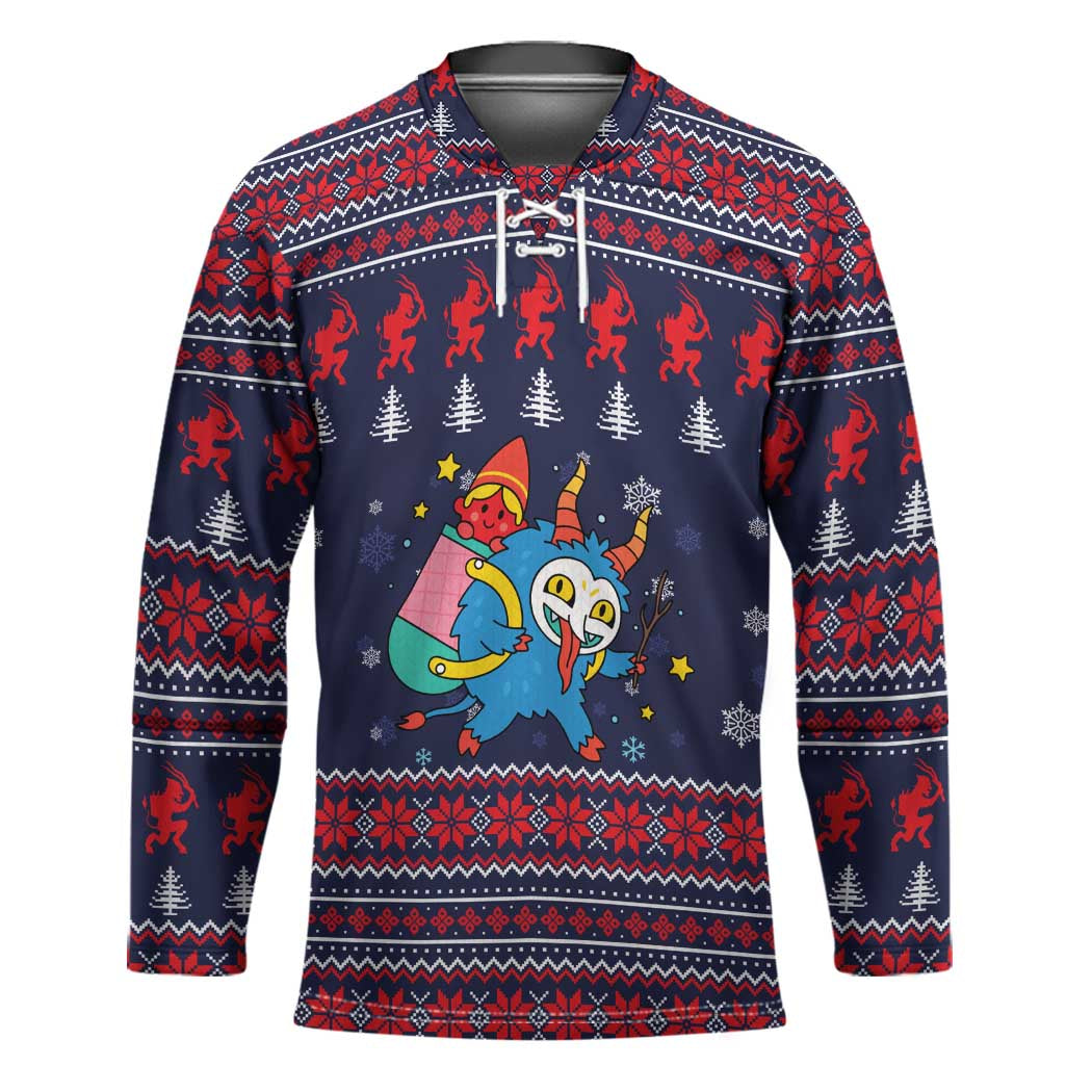 Merry Krampus Christmas Hockey Jersey Xmas Holiday Patterns - Wonder Print Shop