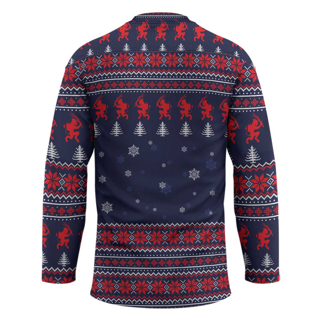 Merry Krampus Christmas Hockey Jersey Xmas Holiday Patterns - Wonder Print Shop