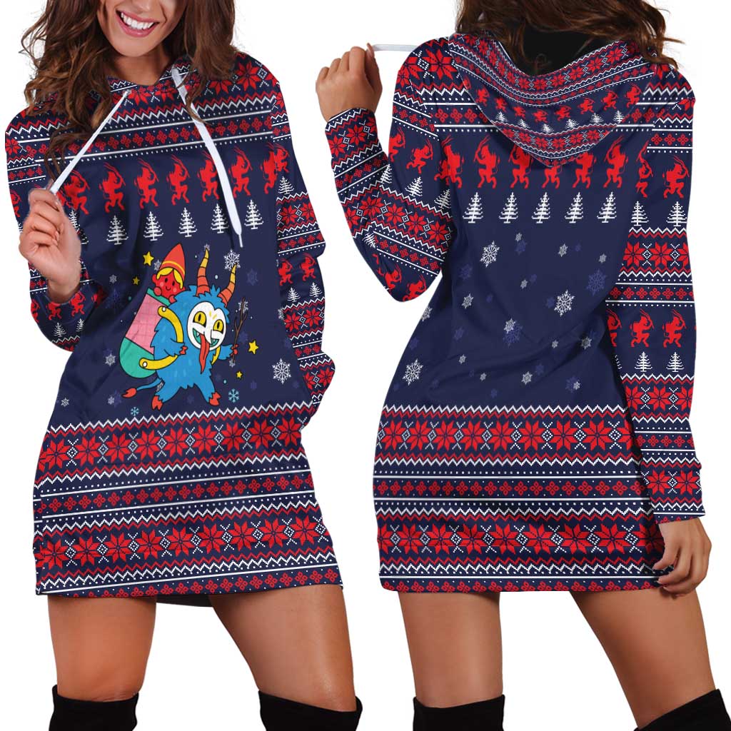 Merry Krampus Christmas Hoodie Dress Xmas Holiday Patterns - Wonder Print Shop