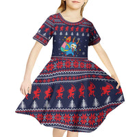 Merry Krampus Christmas Kid Short Sleeve Dress Xmas Holiday Patterns - Wonder Print Shop