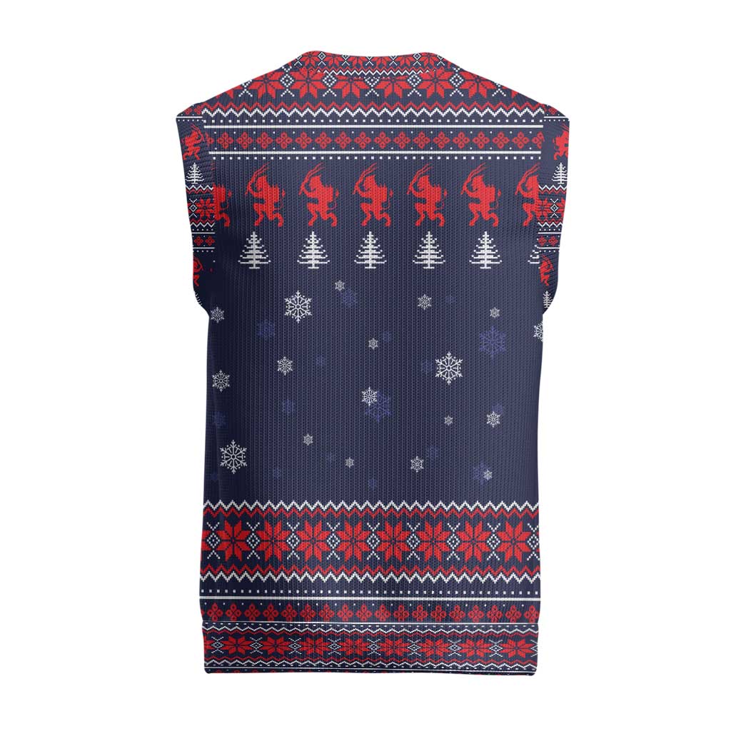 Merry Krampus Christmas Knitted V-Neck Vest Xmas Holiday Patterns - Wonder Print Shop