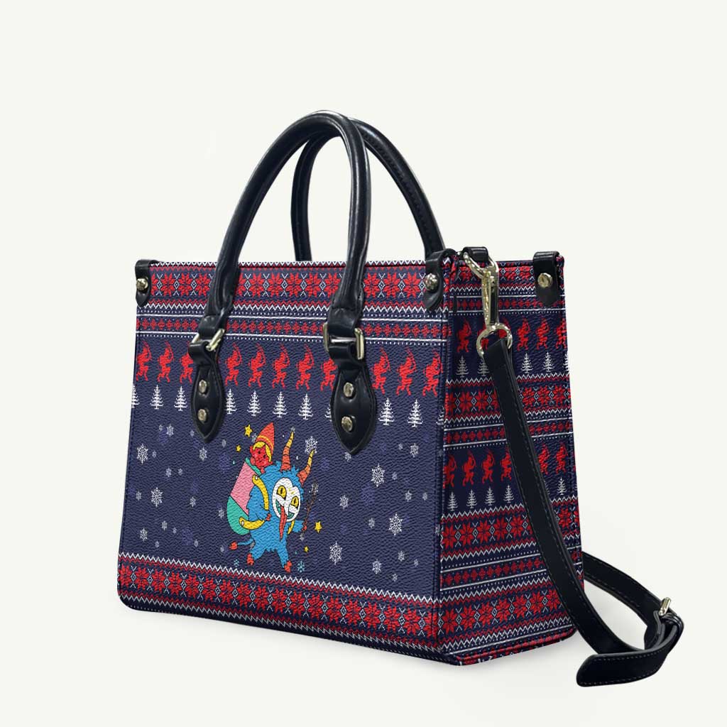 Merry Krampus Christmas Leather Bag Xmas Holiday Patterns - Wonder Print Shop