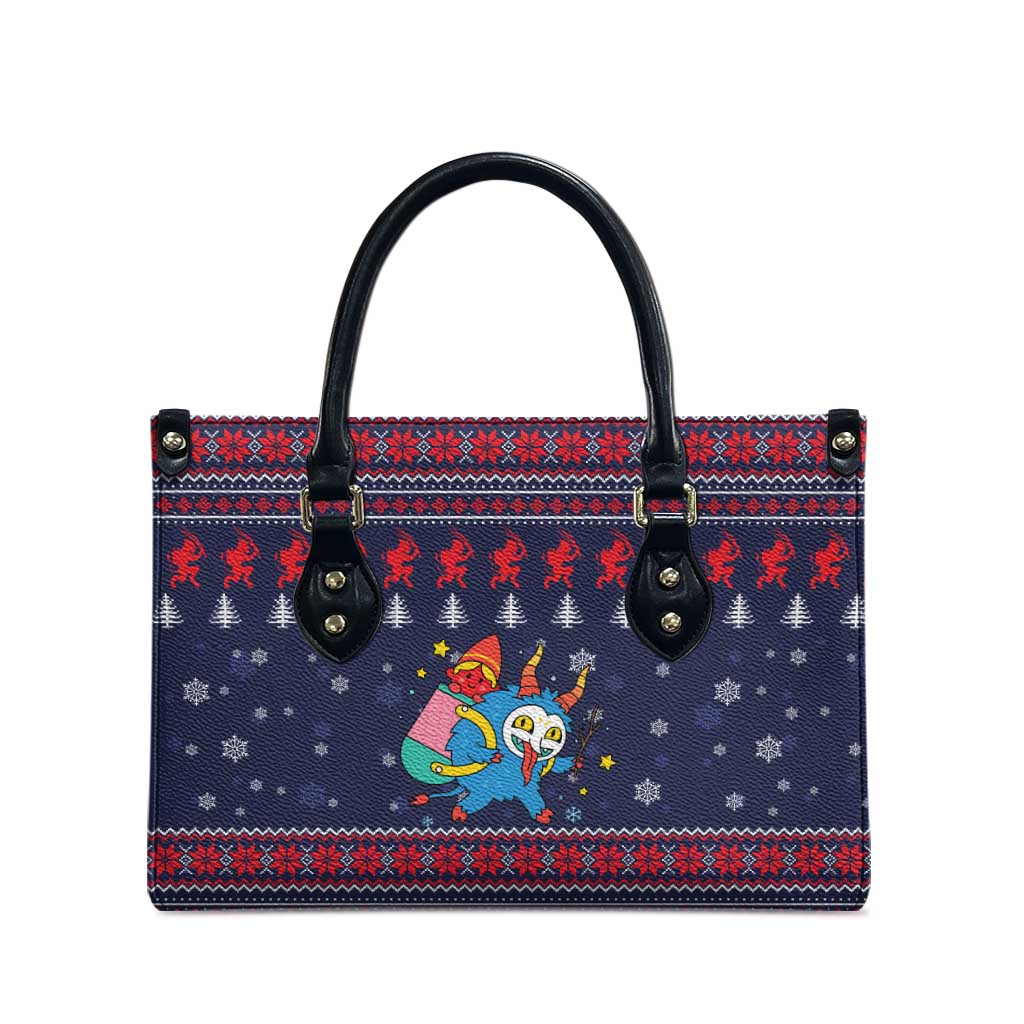 Merry Krampus Christmas Leather Bag Xmas Holiday Patterns - Wonder Print Shop