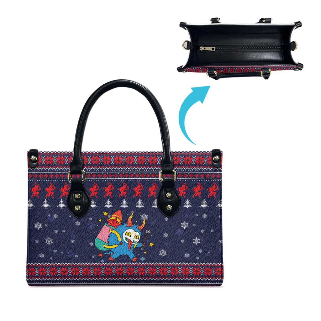 Merry Krampus Christmas Leather Bag Xmas Holiday Patterns - Wonder Print Shop
