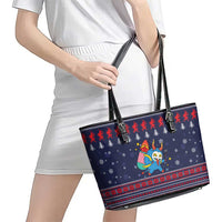 Merry Krampus Christmas Leather Tote Bag Xmas Holiday Patterns - Wonder Print Shop