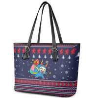 Merry Krampus Christmas Leather Tote Bag Xmas Holiday Patterns - Wonder Print Shop