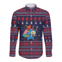 Merry Krampus Christmas Long Sleeve Button Shirt Xmas Holiday Patterns - Wonder Print Shop