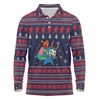Merry Krampus Christmas Long Sleeve Polo Shirt Xmas Holiday Patterns - Wonder Print Shop