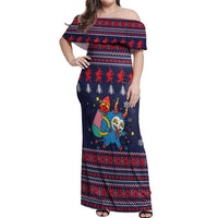 Merry Krampus Christmas Off Shoulder Maxi Dress Xmas Holiday Patterns - Wonder Print Shop