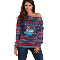 Merry Krampus Christmas Off Shoulder Sweater Xmas Holiday Patterns - Wonder Print Shop