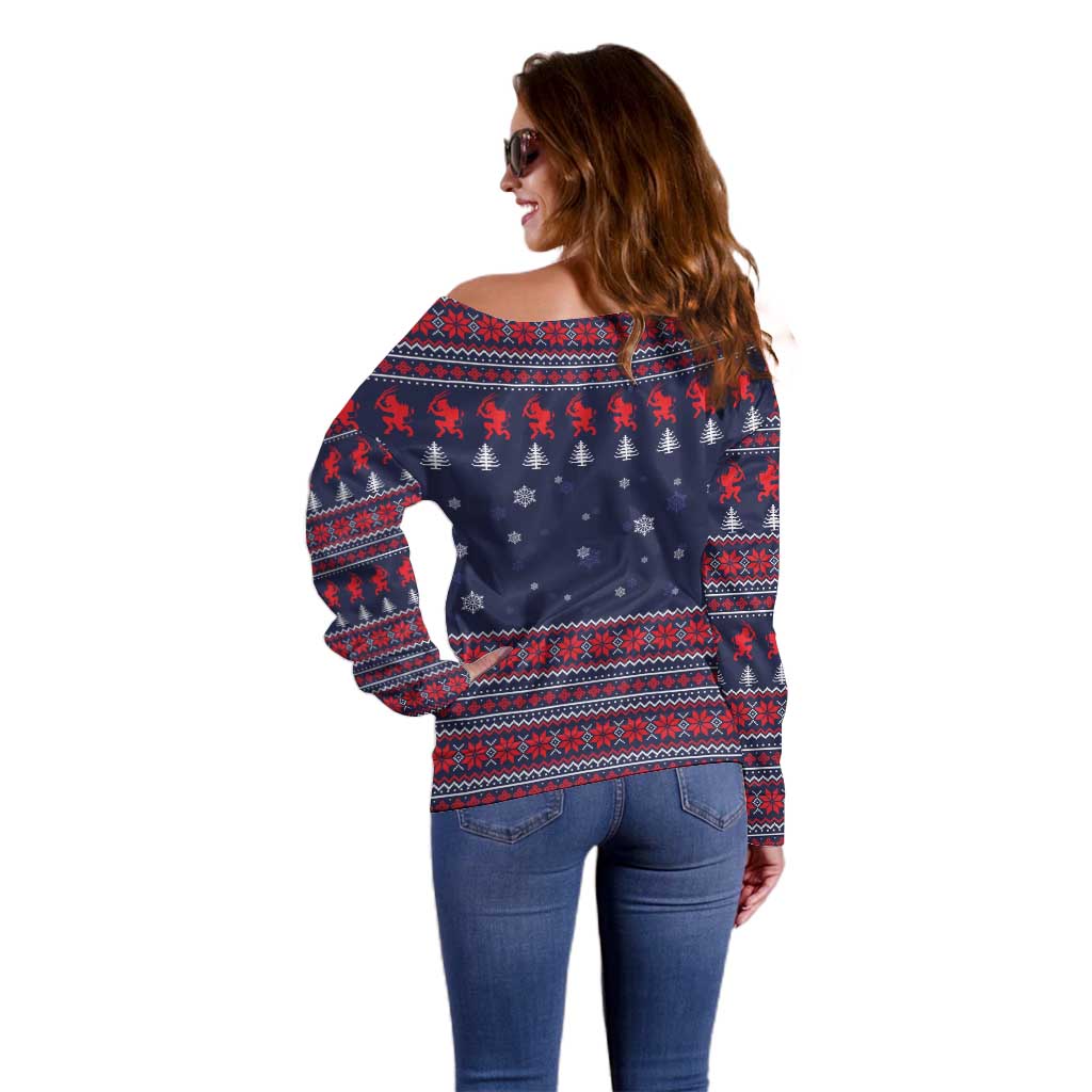 Merry Krampus Christmas Off Shoulder Sweater Xmas Holiday Patterns - Wonder Print Shop