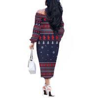 Merry Krampus Christmas Off The Shoulder Long Sleeve Dress Xmas Holiday Patterns - Wonder Print Shop