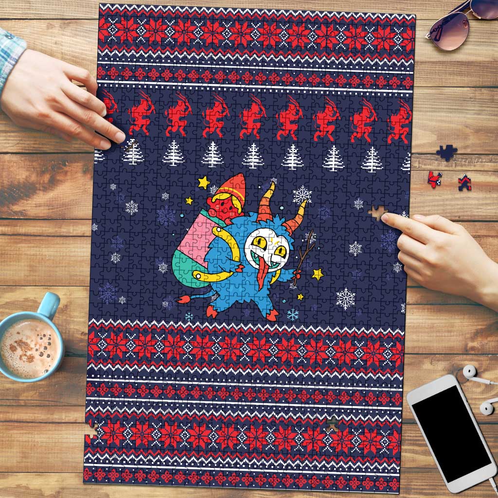 Merry Krampus Christmas Puzzle Xmas Holiday Patterns - Wonder Print Shop