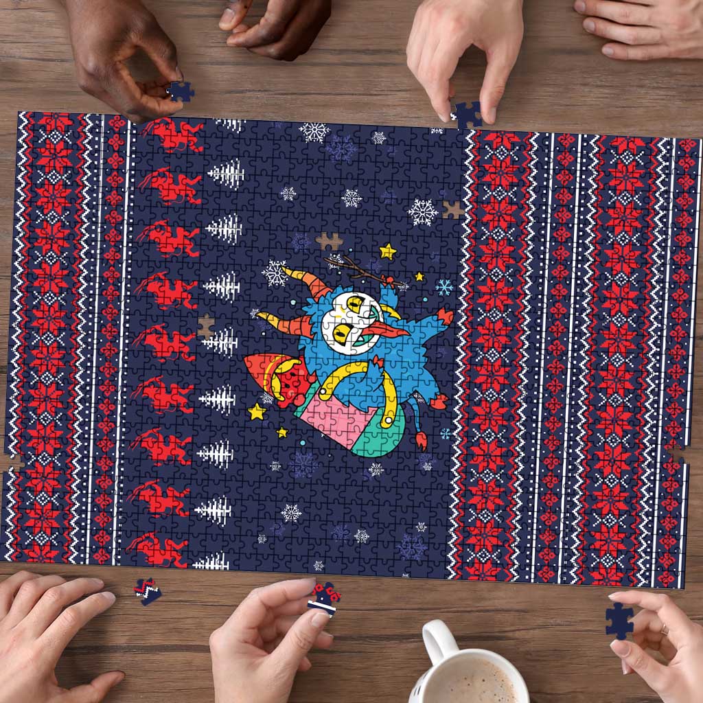 Merry Krampus Christmas Puzzle Xmas Holiday Patterns - Wonder Print Shop