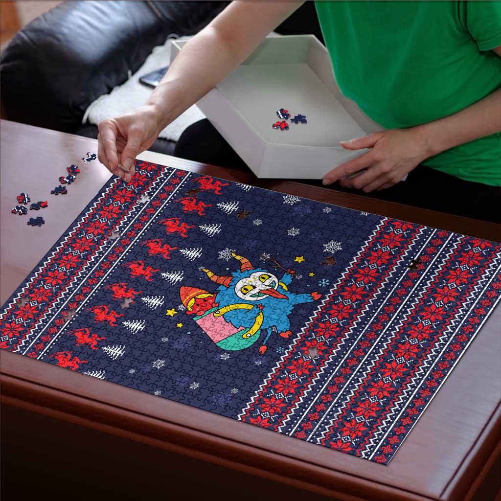 Merry Krampus Christmas Puzzle Xmas Holiday Patterns - Wonder Print Shop