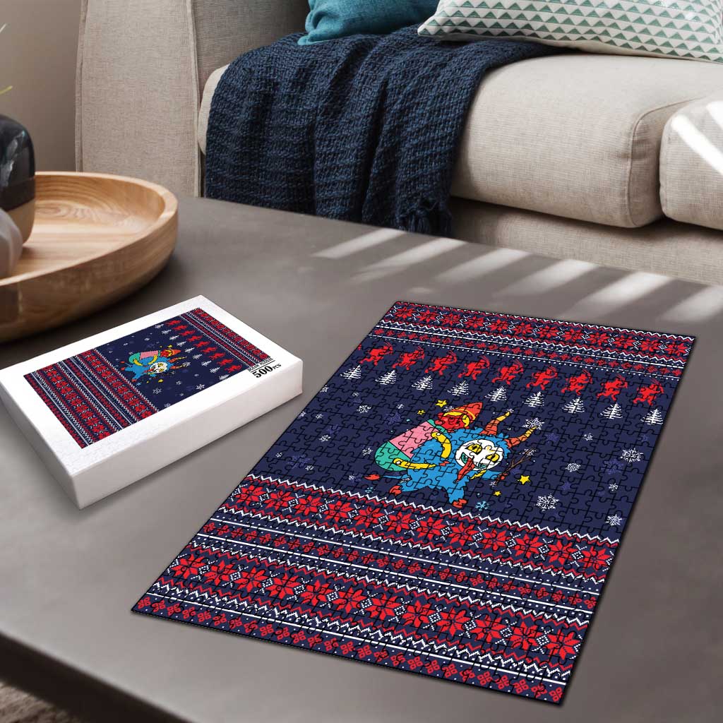 Merry Krampus Christmas Puzzle Xmas Holiday Patterns - Wonder Print Shop