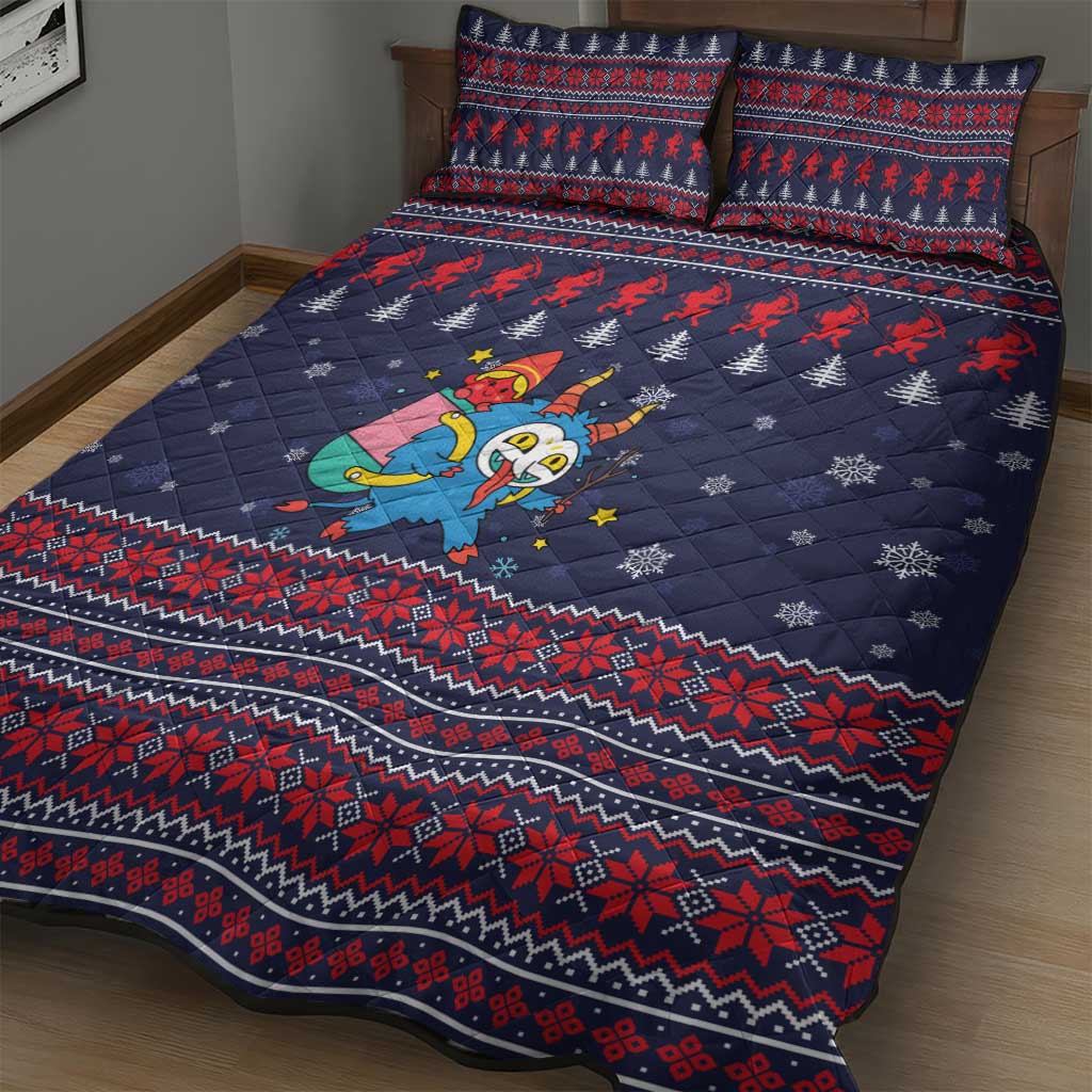Merry Krampus Christmas Quilt Bed Set Xmas Holiday Patterns - Wonder Print Shop