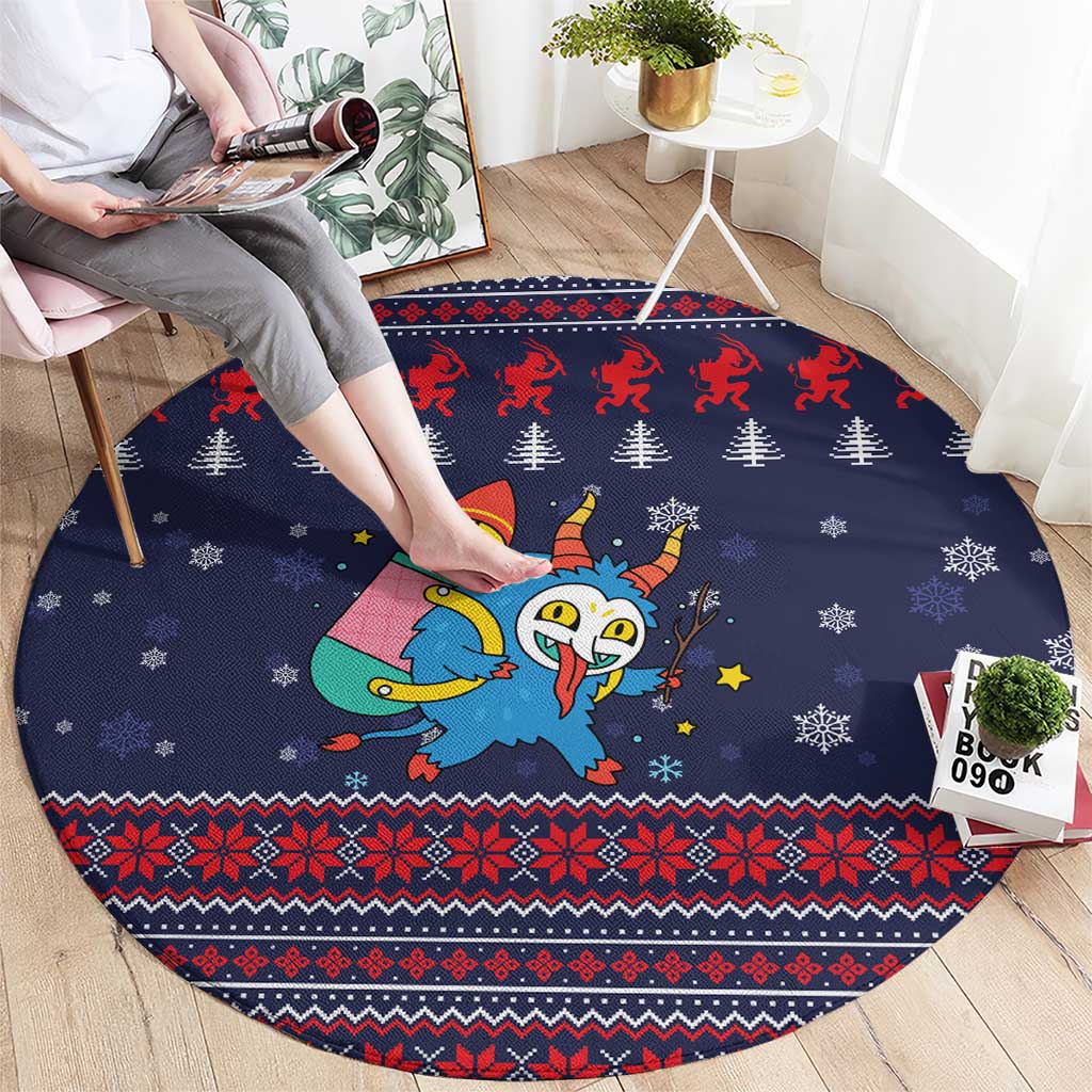 Merry Krampus Christmas Round Carpet Xmas Holiday Patterns - Wonder Print Shop