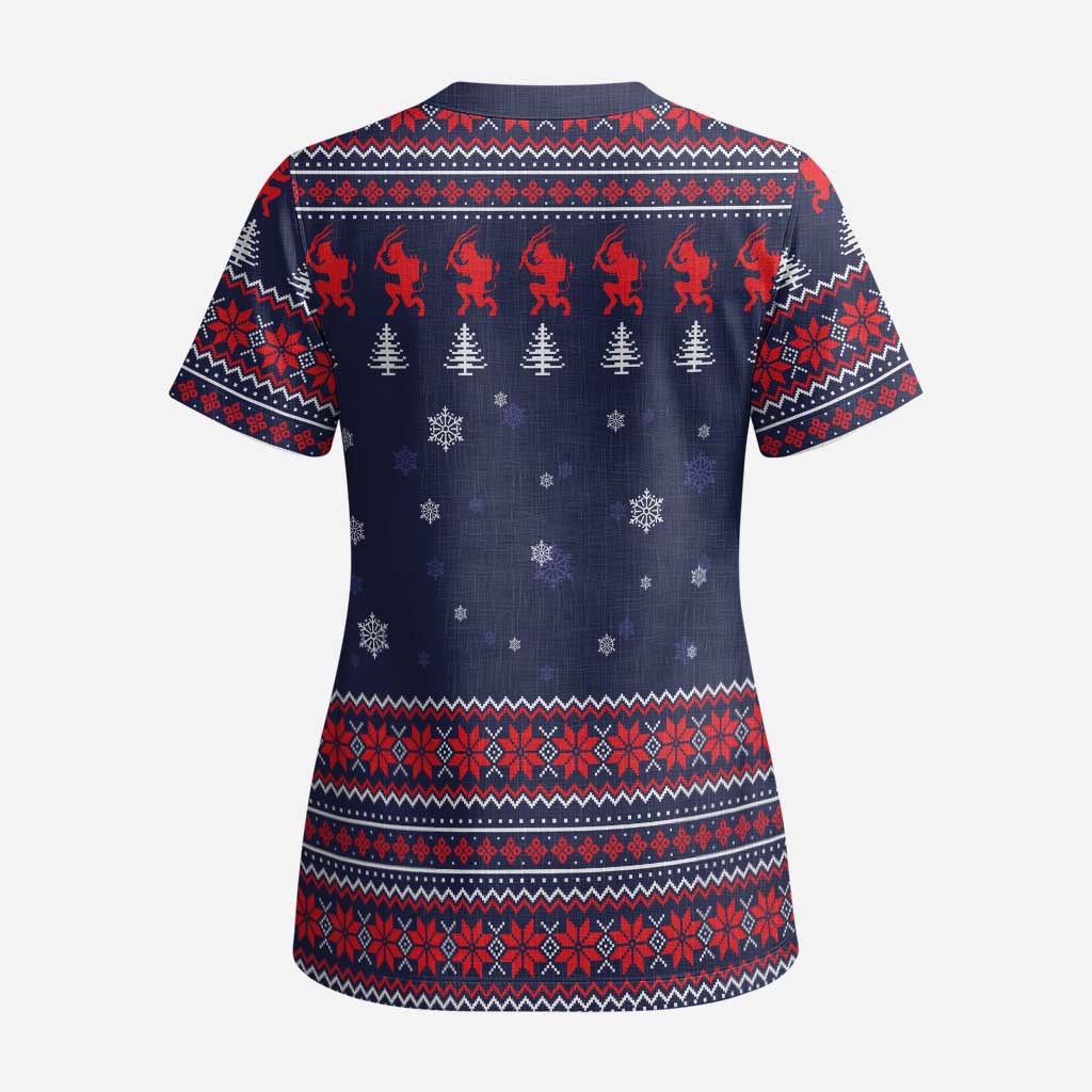 Merry Krampus Christmas Scrub Top Xmas Holiday Patterns - Wonder Print Shop