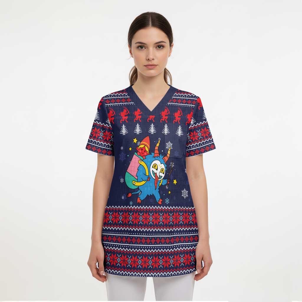 Merry Krampus Christmas Scrub Top Xmas Holiday Patterns - Wonder Print Shop