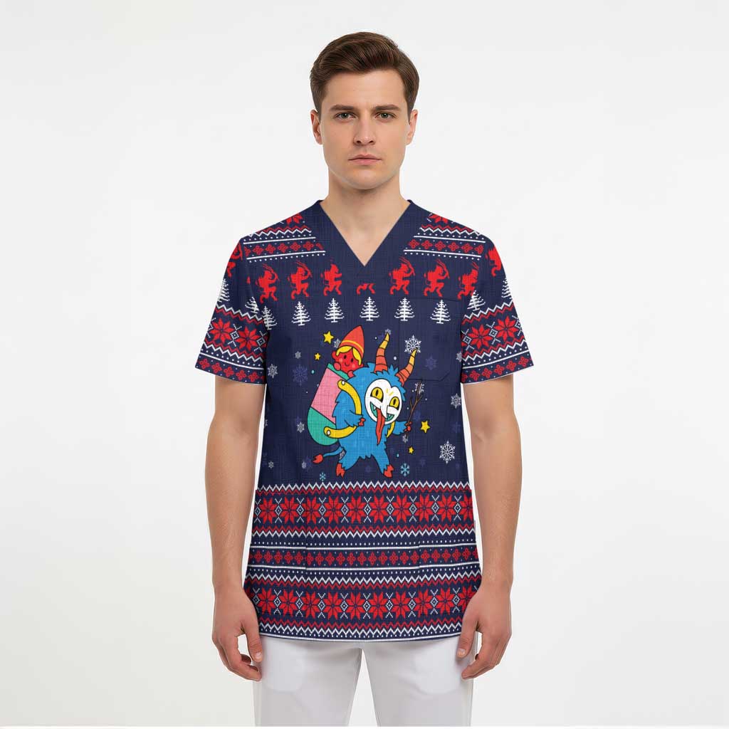 Merry Krampus Christmas Scrub Top Xmas Holiday Patterns - Wonder Print Shop