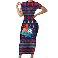 Merry Krampus Christmas Short Sleeve Bodycon Dress Xmas Holiday Patterns - Wonder Print Shop