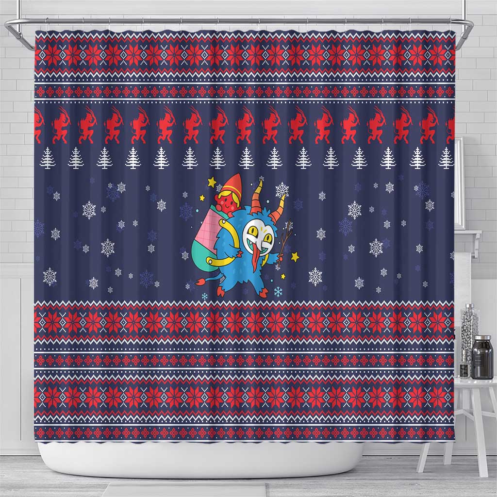 Merry Krampus Christmas Shower Curtain Xmas Holiday Patterns - Wonder Print Shop