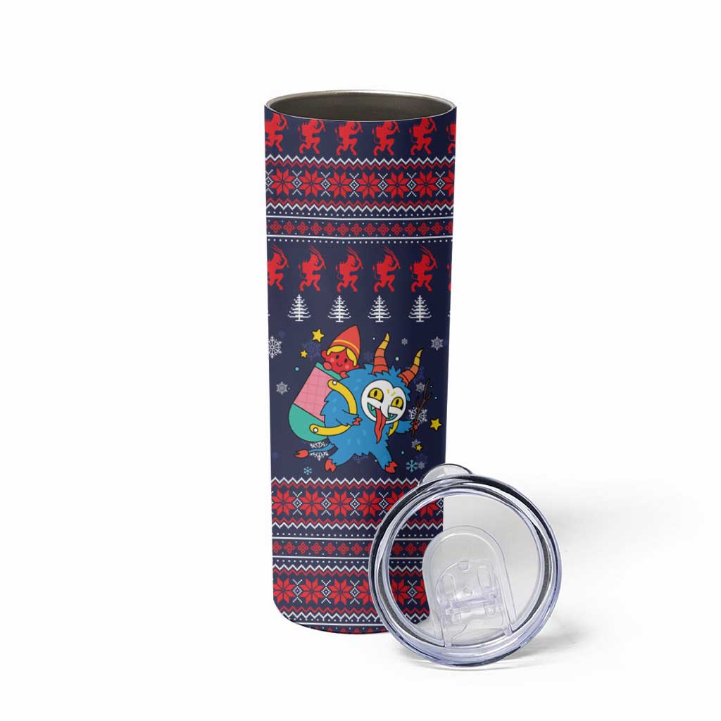 Merry Krampus Christmas Skinny Tumbler Xmas Holiday Patterns - Wonder Print Shop