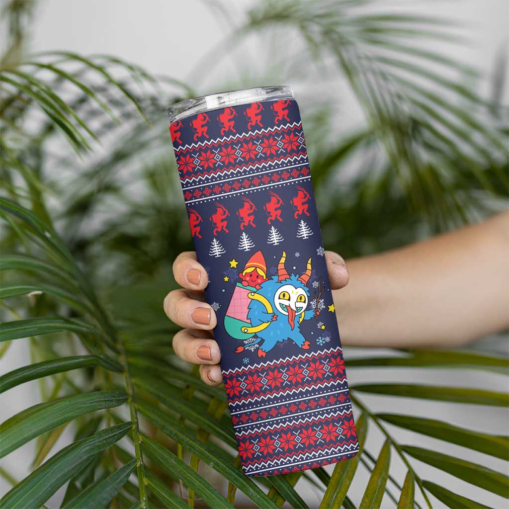 Merry Krampus Christmas Skinny Tumbler Xmas Holiday Patterns - Wonder Print Shop
