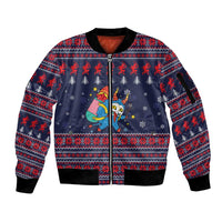 Merry Krampus Christmas Sleeve Zip Bomber Jacket Xmas Holiday Patterns - Wonder Print Shop