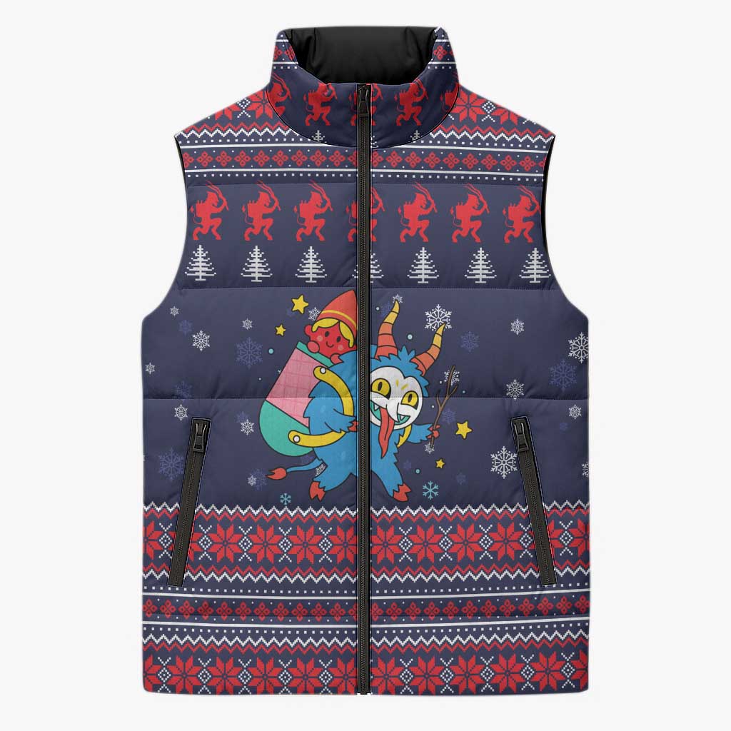 Merry Krampus Christmas Sleeveless Puffer Jacket Xmas Holiday Patterns - Wonder Print Shop