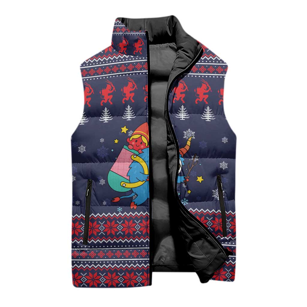 Merry Krampus Christmas Sleeveless Puffer Jacket Xmas Holiday Patterns - Wonder Print Shop