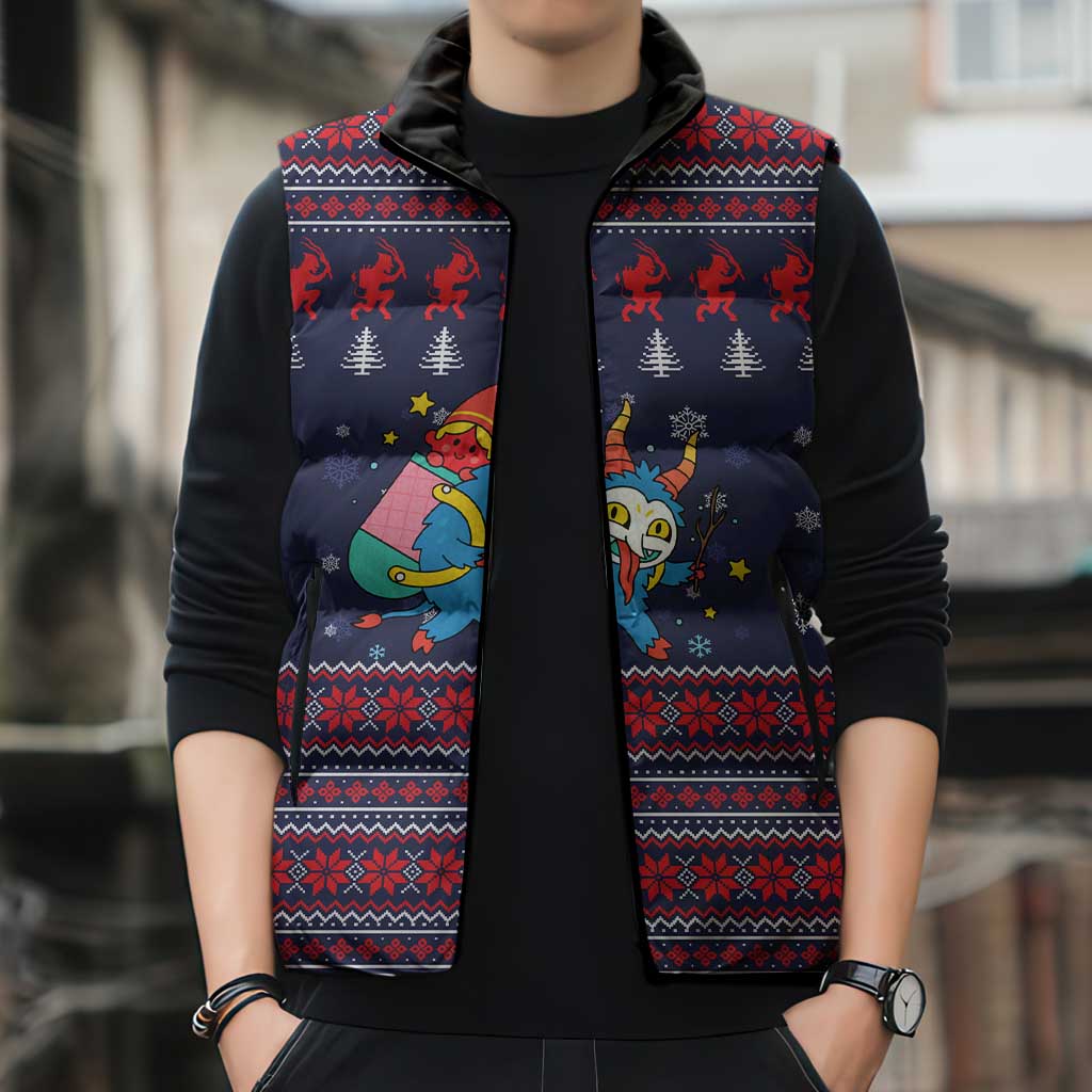 Merry Krampus Christmas Sleeveless Puffer Jacket Xmas Holiday Patterns - Wonder Print Shop